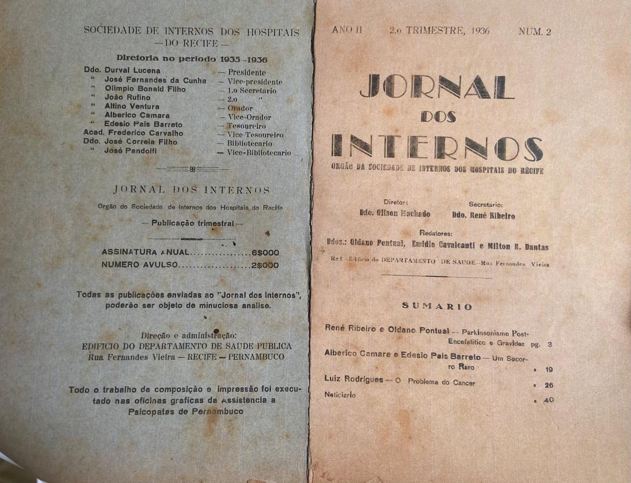 Publicações da SIHR na década de 1930.