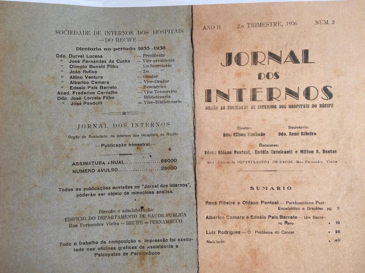 Publicações da SIHR na década de 1930.